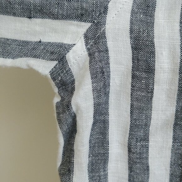 Lord + Taylor 100% linen striped button down shirt white blue grey Small - Picture 8 of 16